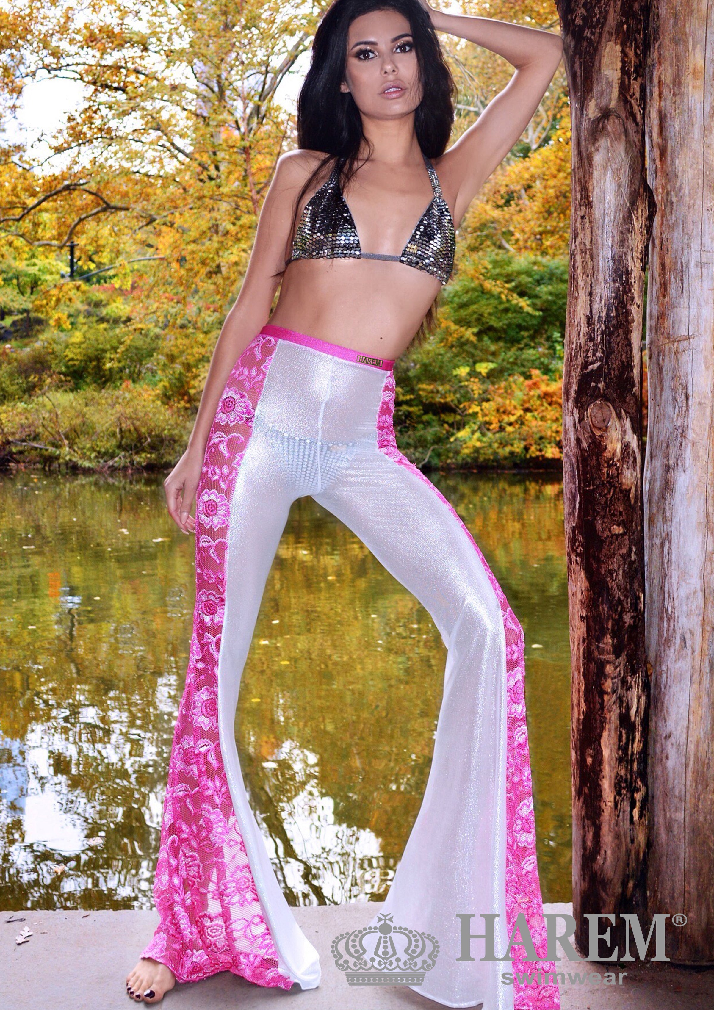 LACEY LACE MESH PANTS (pink silver metallic) – Harem swimwear